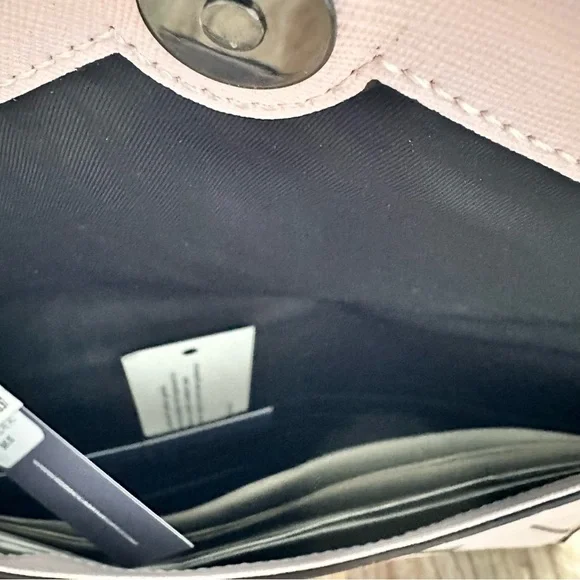 REBECCA MINKOFF Barely Pink Leo Envelope Clutch Zipper Trim Designer READ - Picture 2 of 7